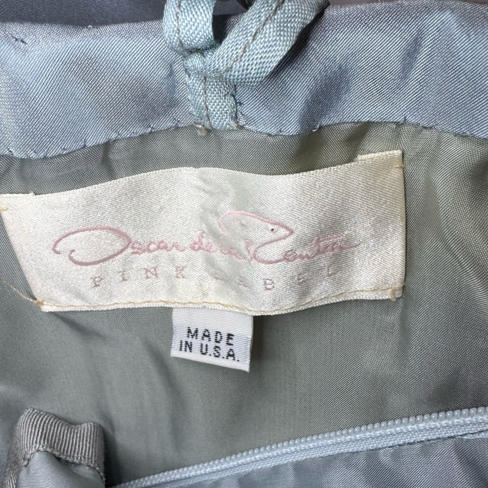 [Oscar de la Renta] Pink Label Silk Satin Strapless Gown Blue Gray Size 6 - Picture 5 of 11